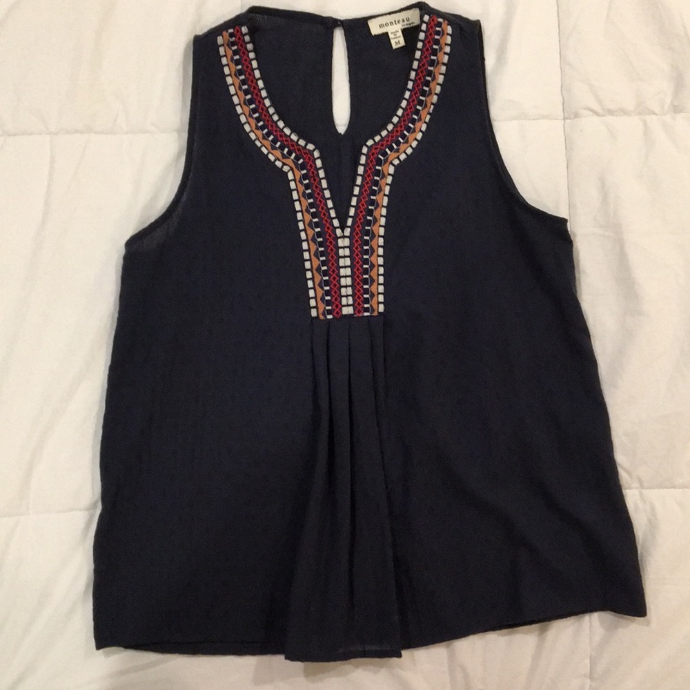 Navy Aztec embroidered tank